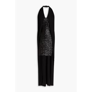 slim fit dress slacks Balmain Black & Gold Beaded V-Neck Mini Dress